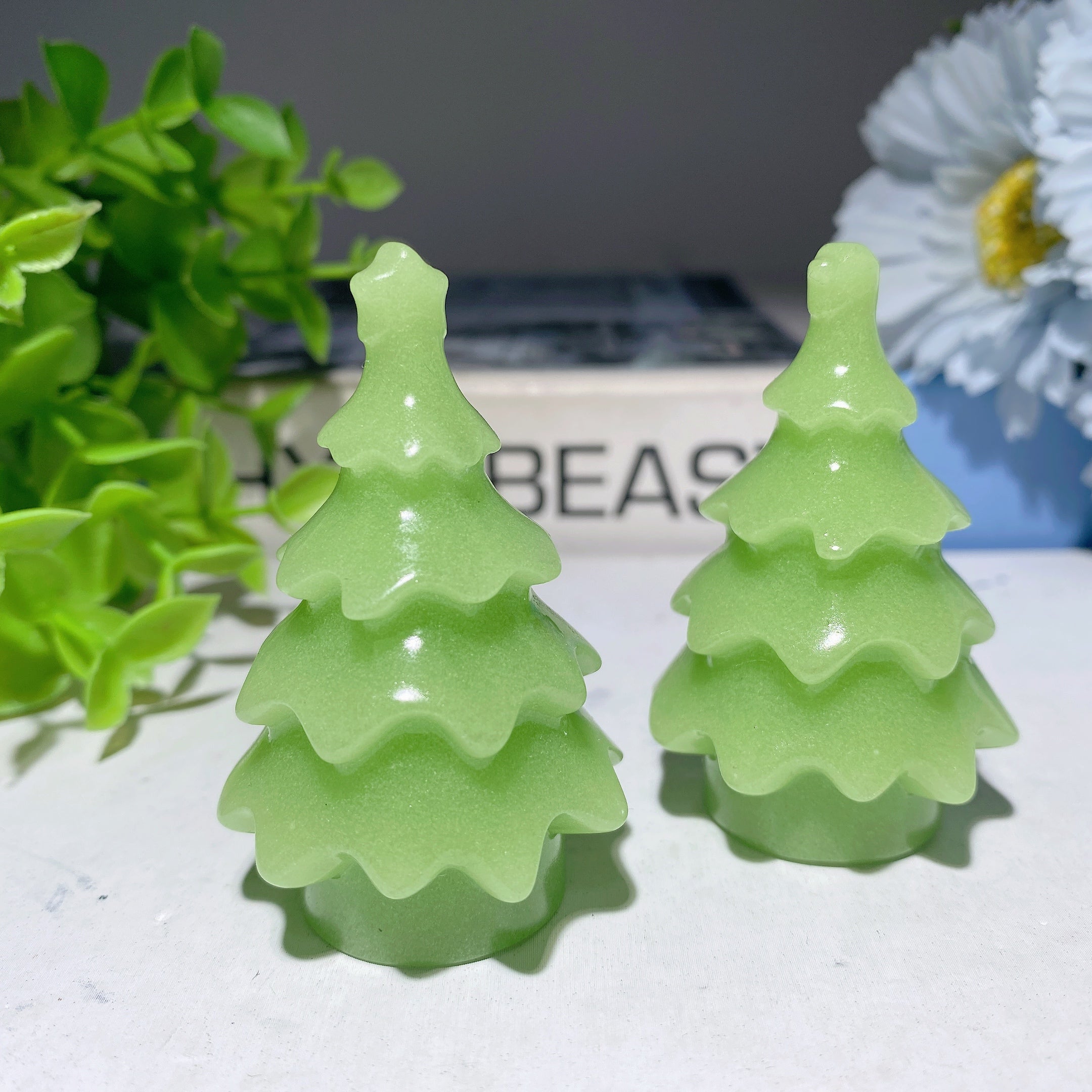 2.35 Inch Mixed Crystal Carved Christmas Tree for Healing