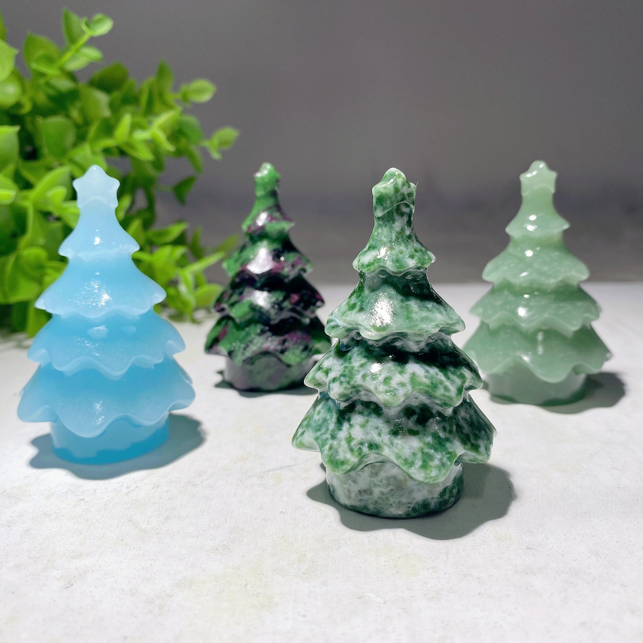 2.35 Inch Mixed Crystal Carved Christmas Tree for Healing