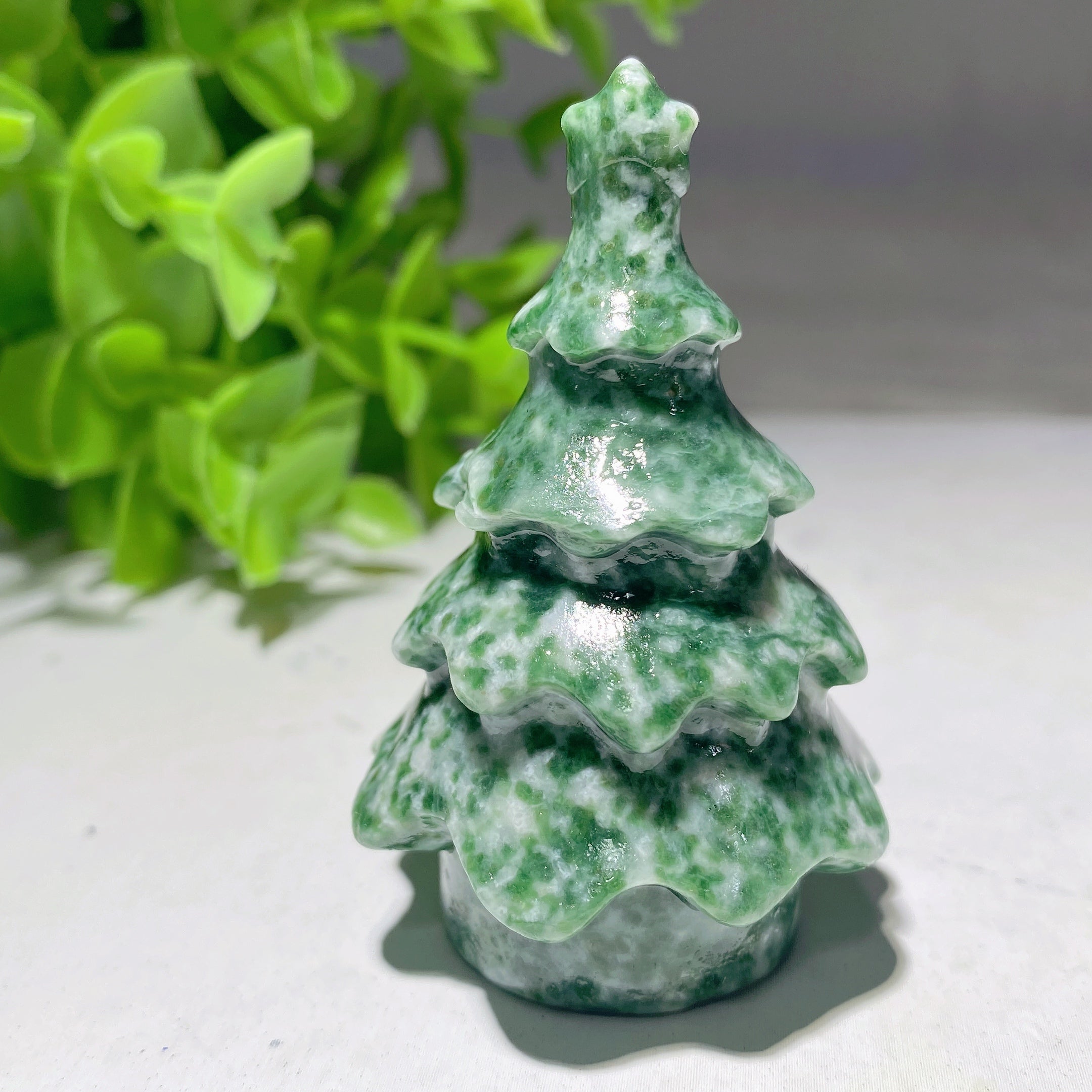 2.35 Inch Mixed Crystal Carved Christmas Tree for Healing