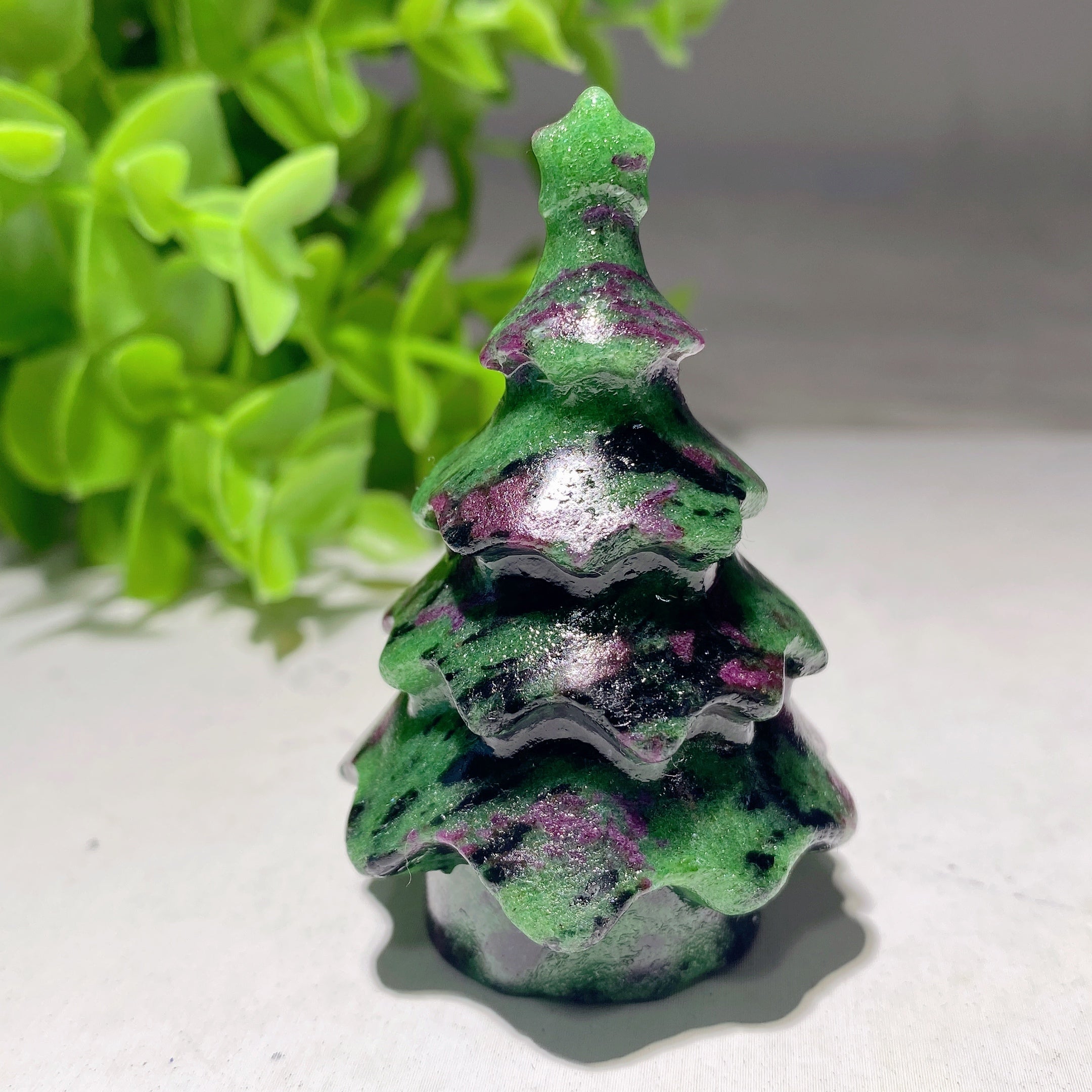 2.35 Inch Mixed Crystal Carved Christmas Tree for Healing