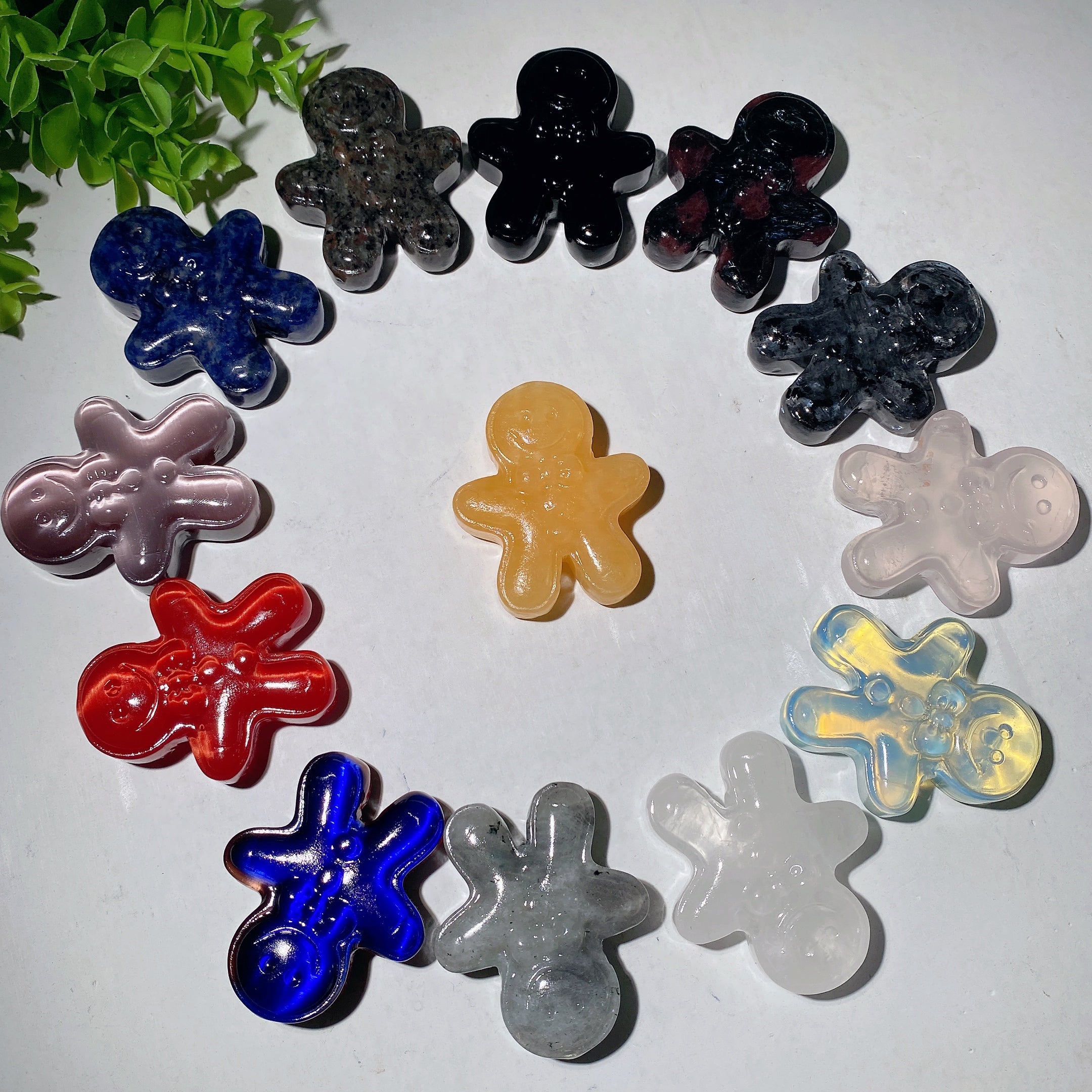 2.35 inch Mixed Crystal Gingerbread Man Figurine Healing Energy