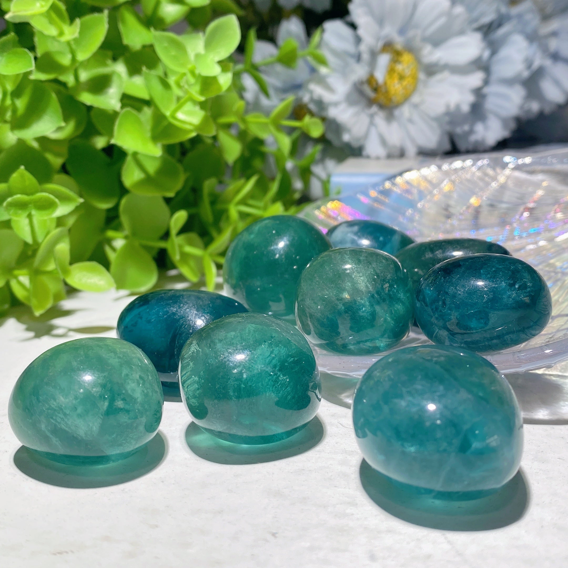 2-3cm Blue Green Fluorite Tumbled Stones for Crystal Healing