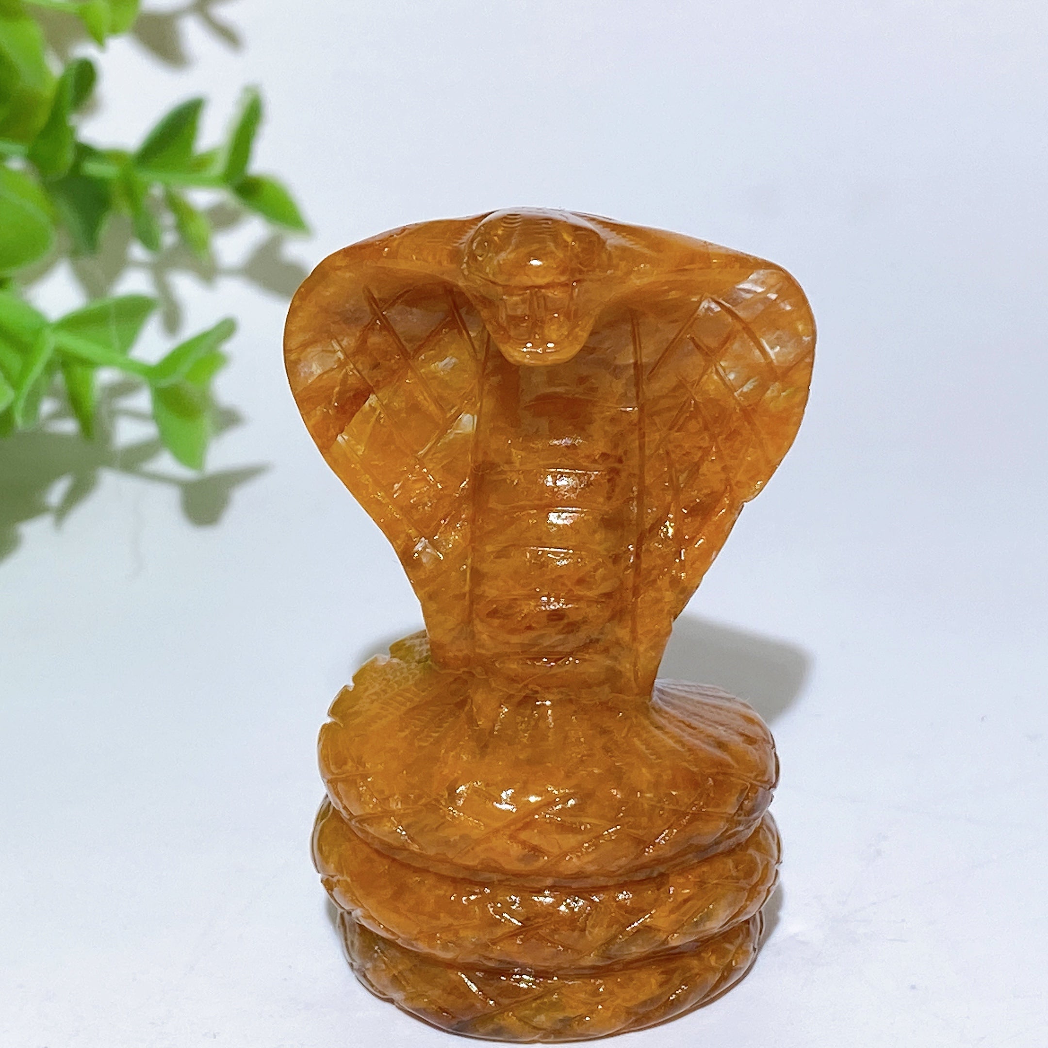 2.3in Crystal Cobra Snake Carvings in Jade, Lapis & Golden Healer