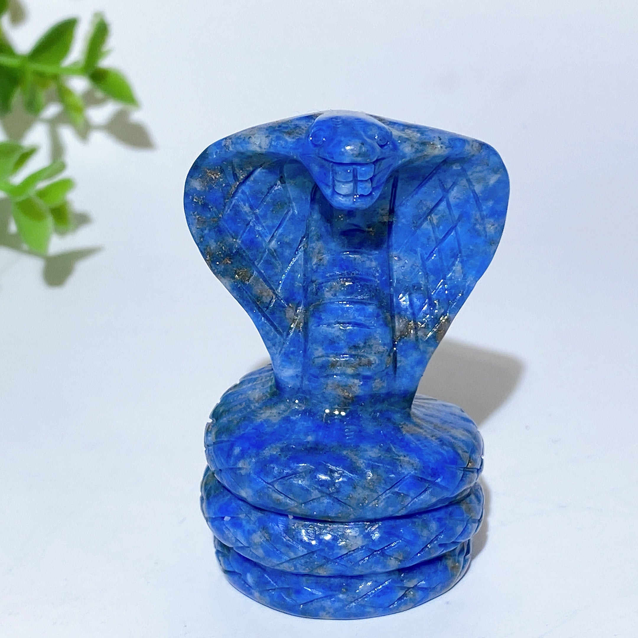 2.3in Crystal Cobra Snake Carvings in Jade, Lapis & Golden Healer