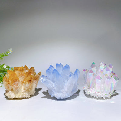 2.4-2.9 inch Citrine, Blue Quartz & Aura Quartz Crystal Clusters