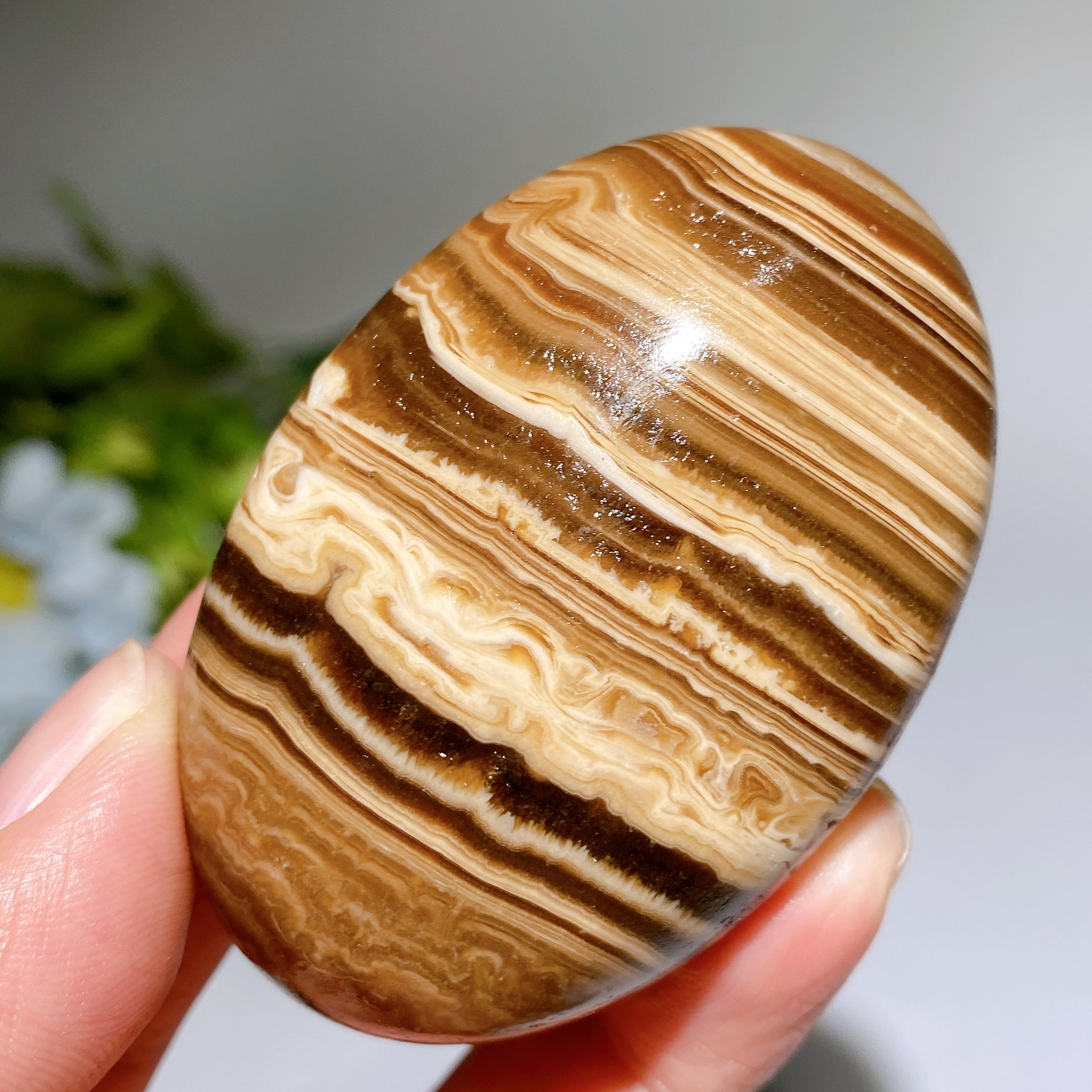 2.4 inch Chocolate Calcite Palm Stone for Healing