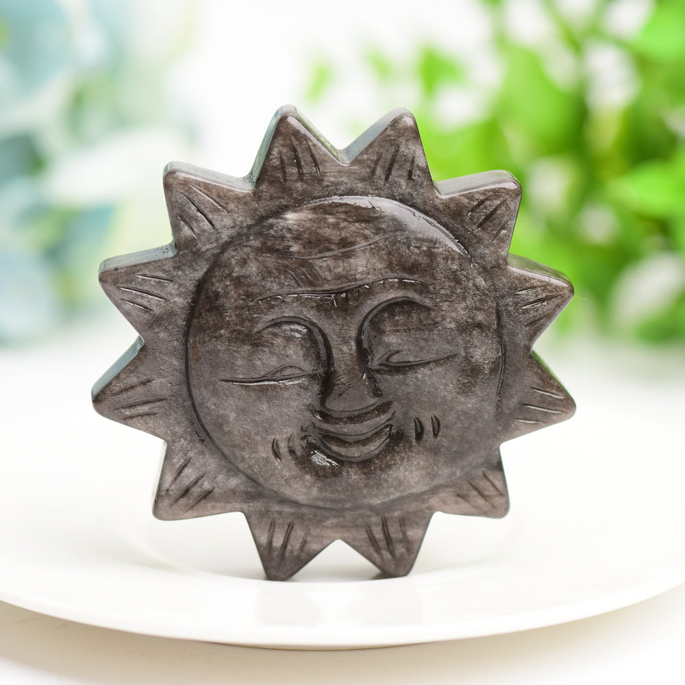 2.4-Inch Mixed Crystal Sunflower Figurine Carving for Healing