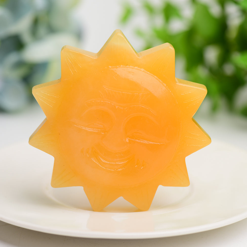 2.4-Inch Mixed Crystal Sunflower Figurine Carving for Healing