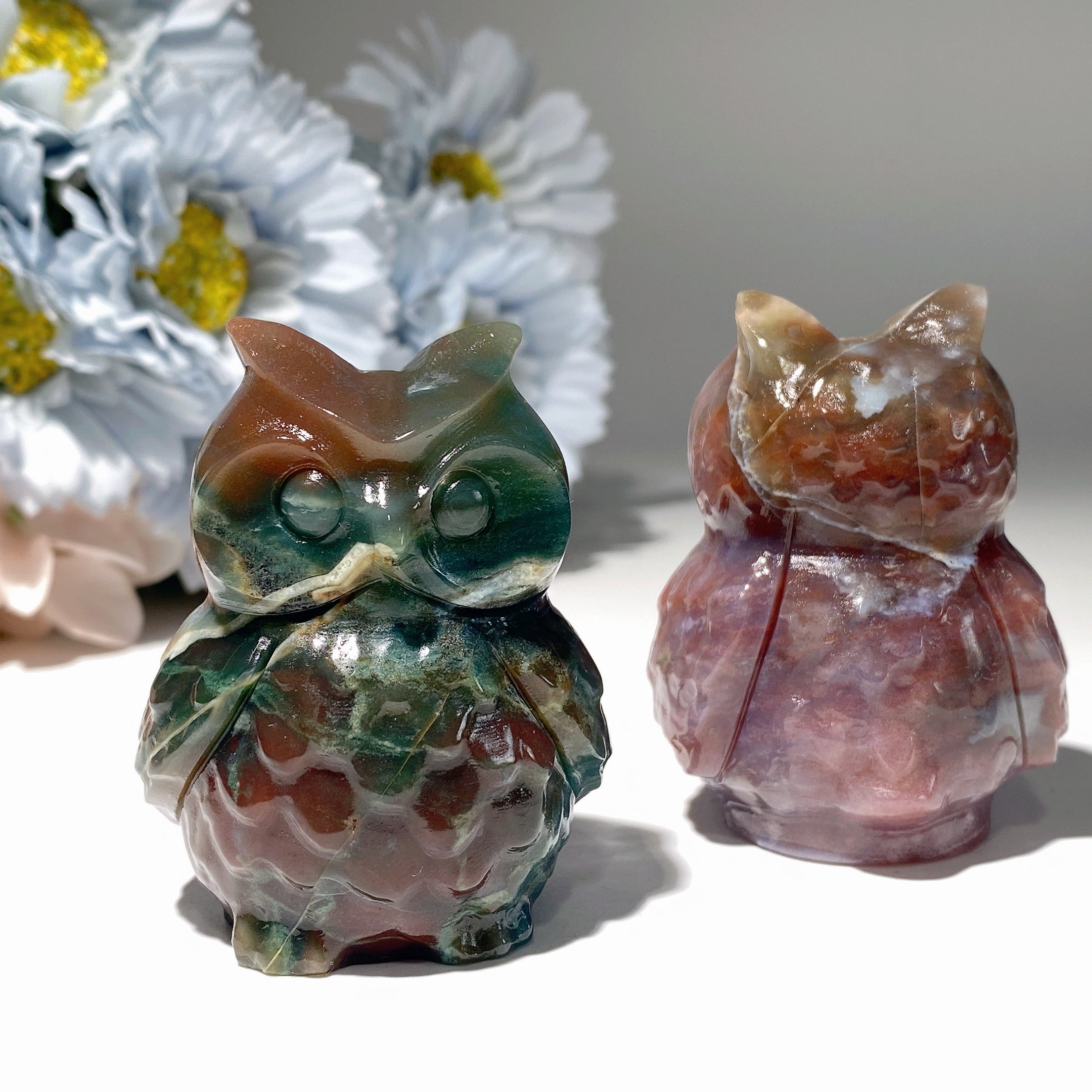 2.4 Inch Ocean Jasper Crystal Owl Carving for Healing