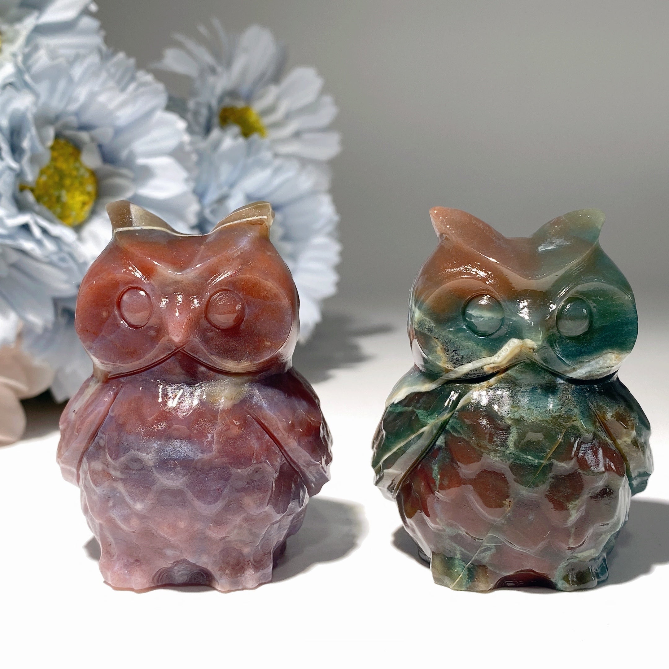 2.4 Inch Ocean Jasper Crystal Owl Carving for Healing