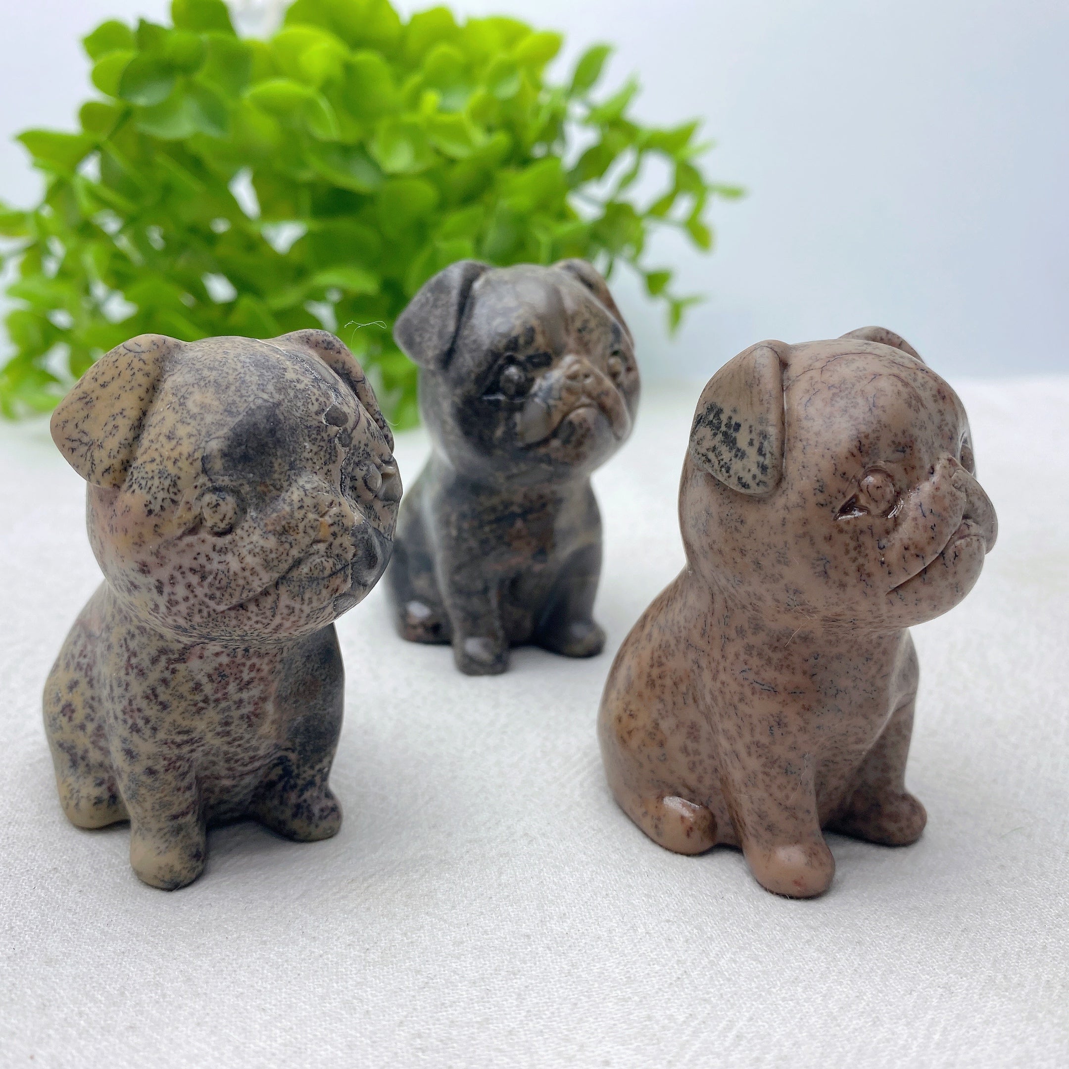2.4 Inch Picture Jasper French Bulldog Crystal Figurine
