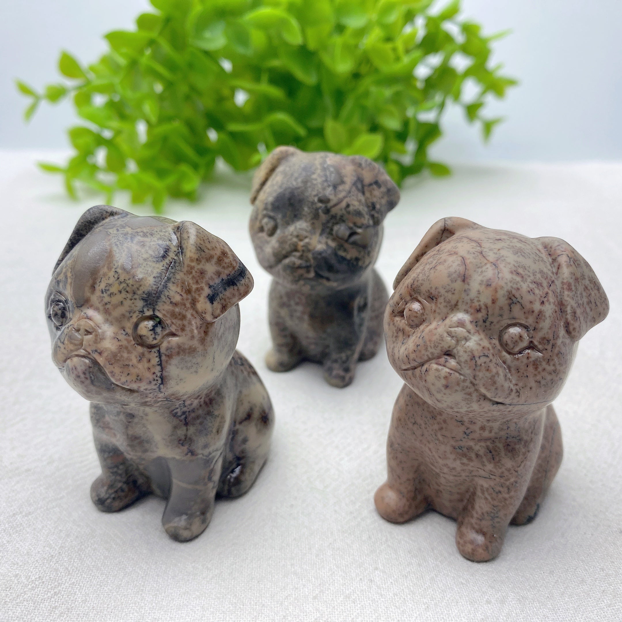 2.4 Inch Picture Jasper French Bulldog Crystal Figurine