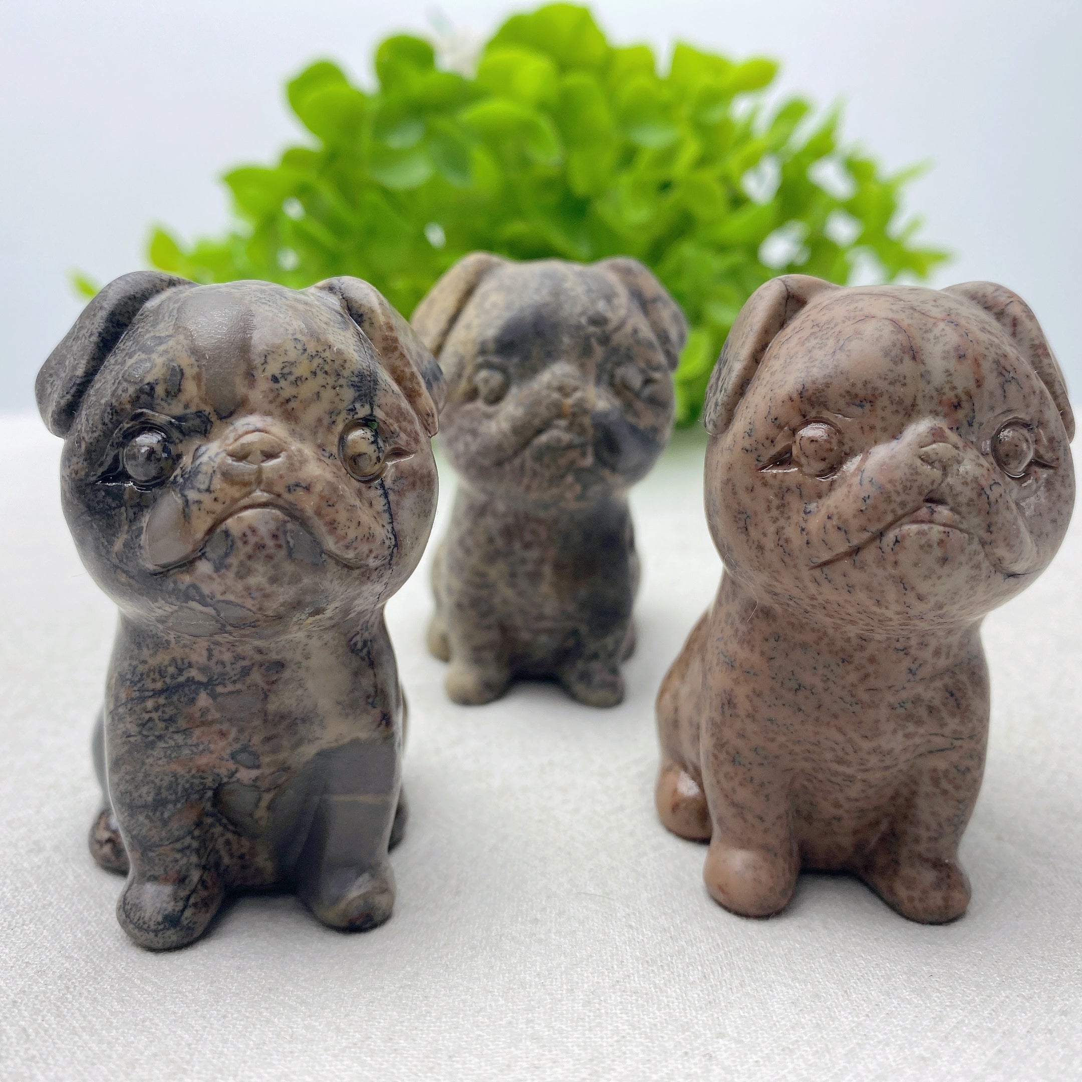 2.4 Inch Picture Jasper French Bulldog Crystal Figurine