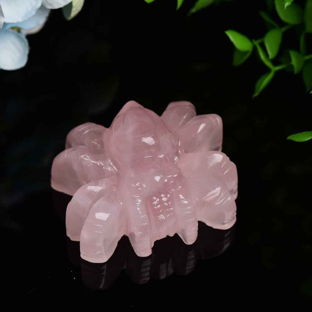 2.4 Inch Rose Quartz Spider Crystal Figurine Carving