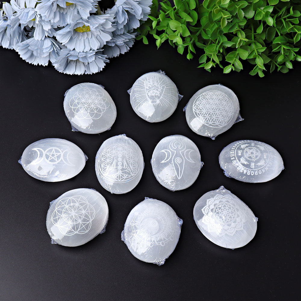 2.4-Inch Selenite Palm Stone for Healing & Meditation