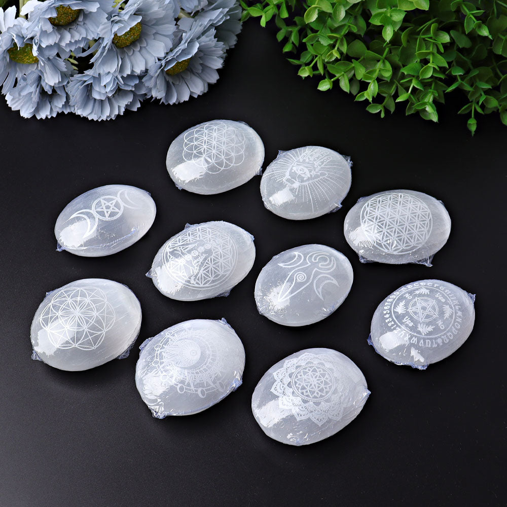 2.4-Inch Selenite Palm Stone for Healing & Meditation