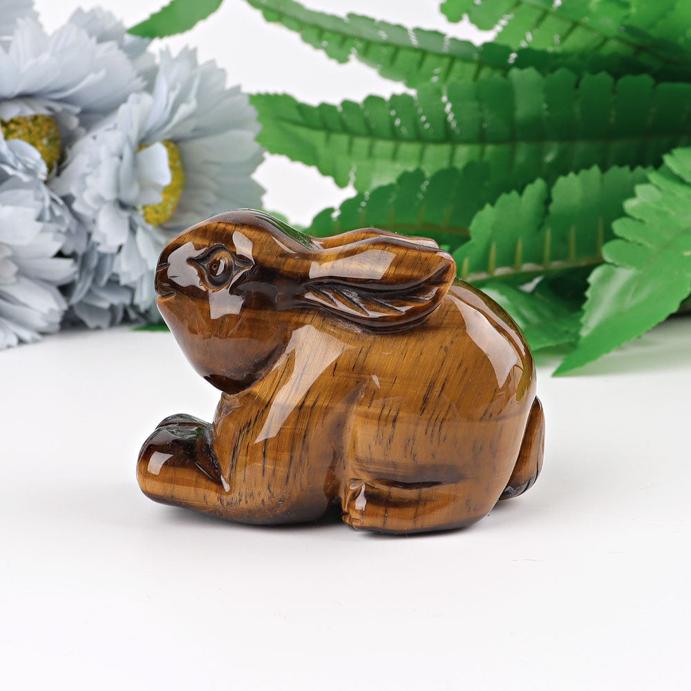 2.4-Inch Tiger's Eye Crystal Rabbit Figurine for Prosperity