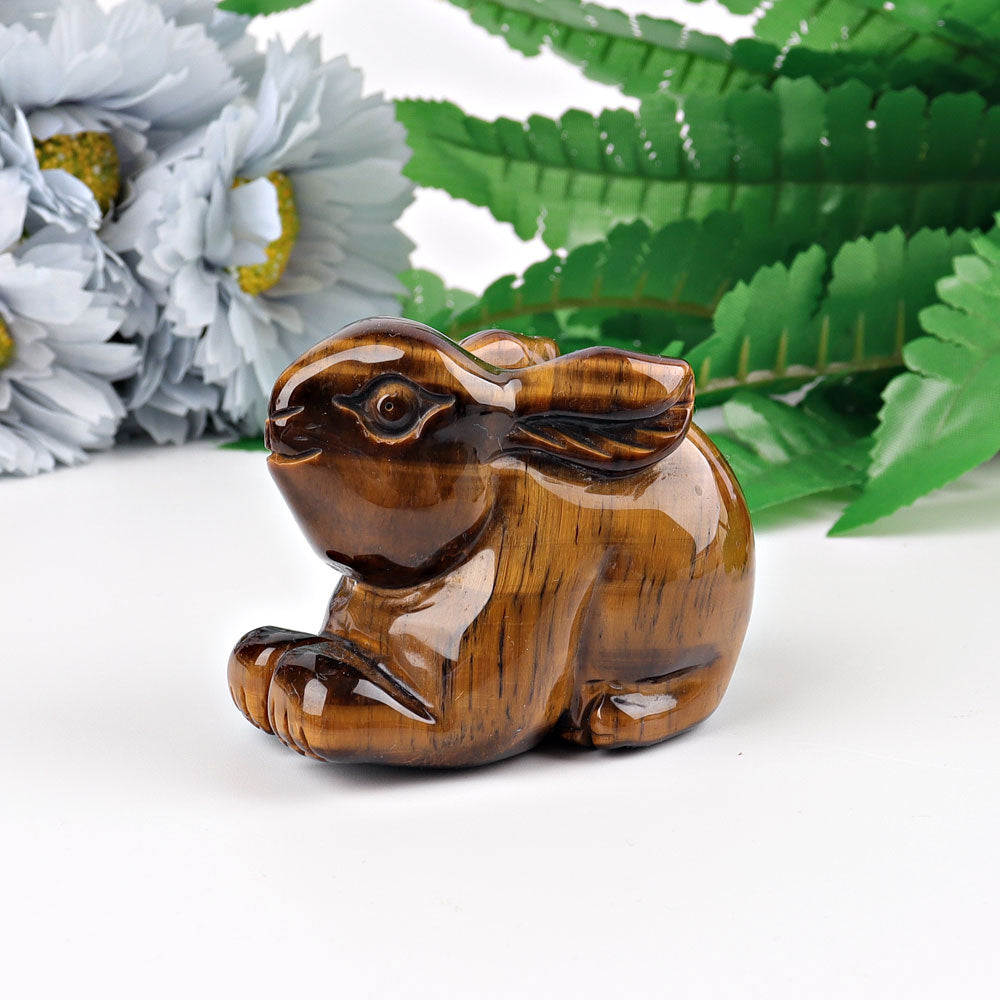 2.4-Inch Tiger's Eye Crystal Rabbit Figurine for Prosperity