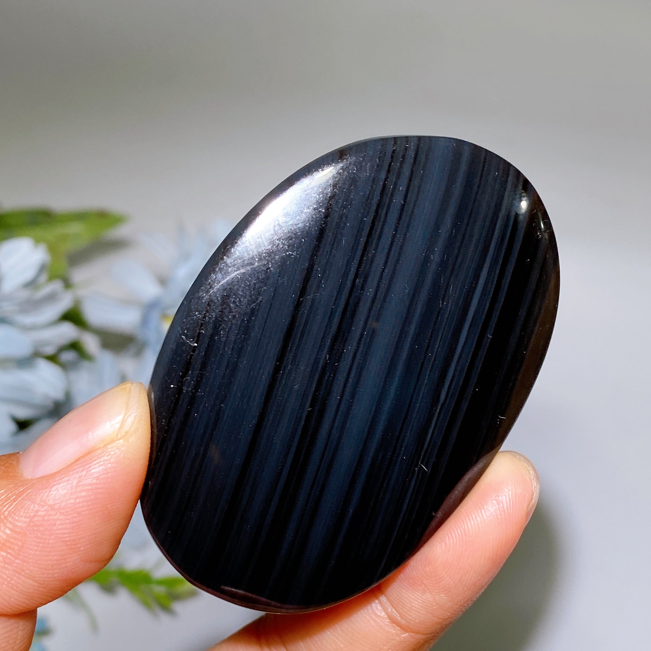 2.4" Midnight Lace Obsidian Grounding Palm Stone
