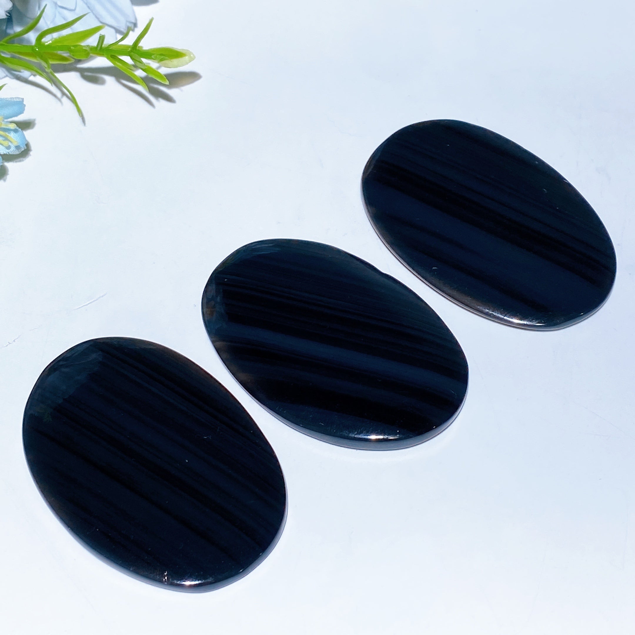 2.4" Midnight Lace Obsidian Grounding Palm Stone