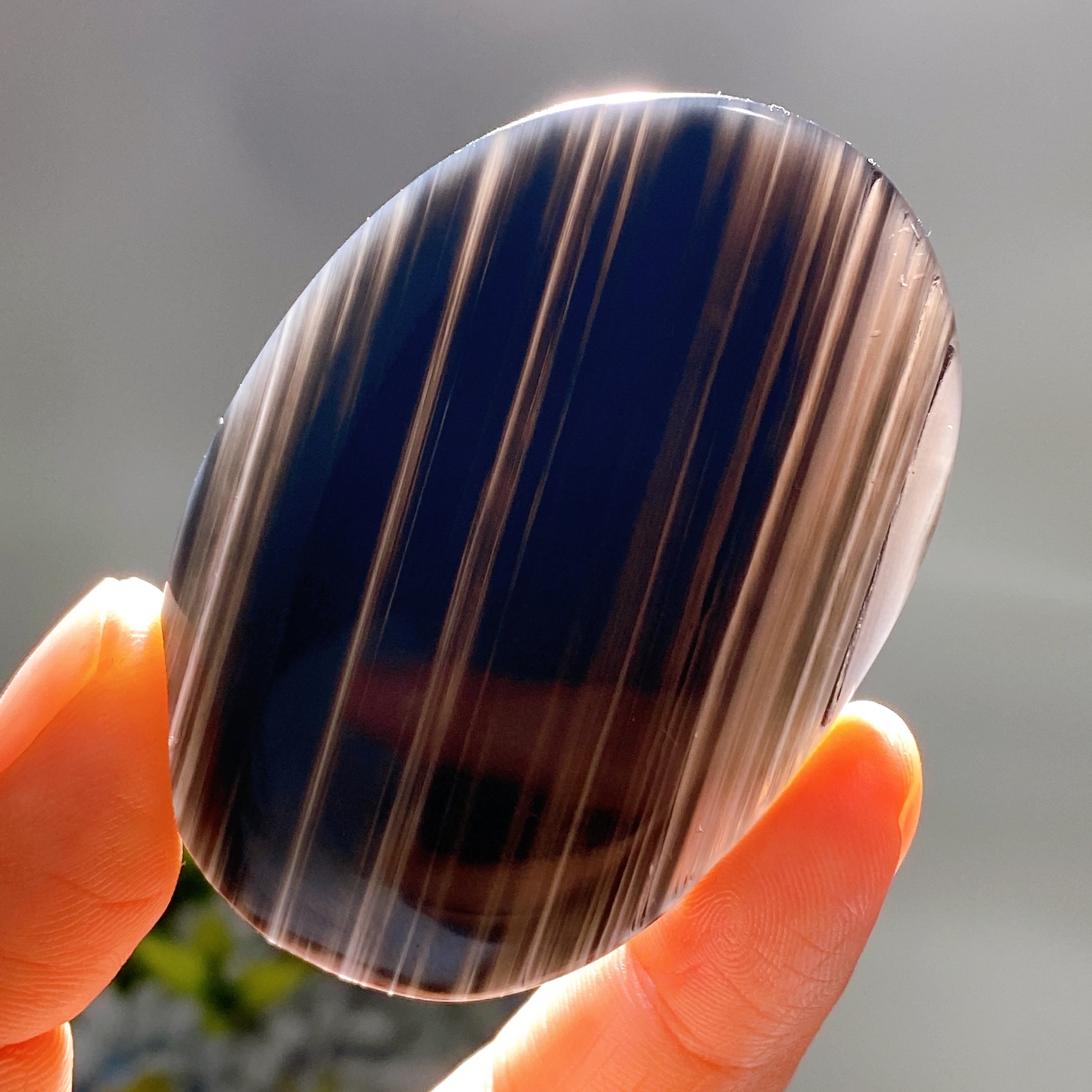 2.4" Midnight Lace Obsidian Grounding Palm Stone