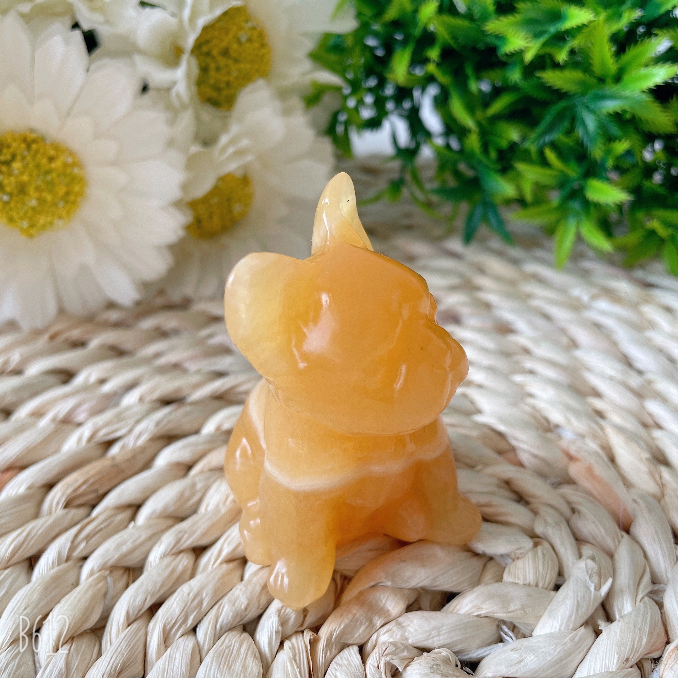 2.4" Yellow Calcite French Bulldog Crystal Dog Figurine