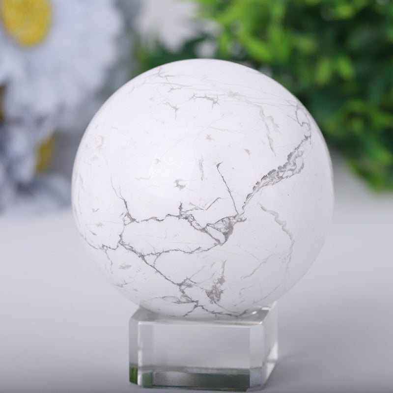 2.5-3.0 inch Howlite Crystal Sphere for Healing & Balance