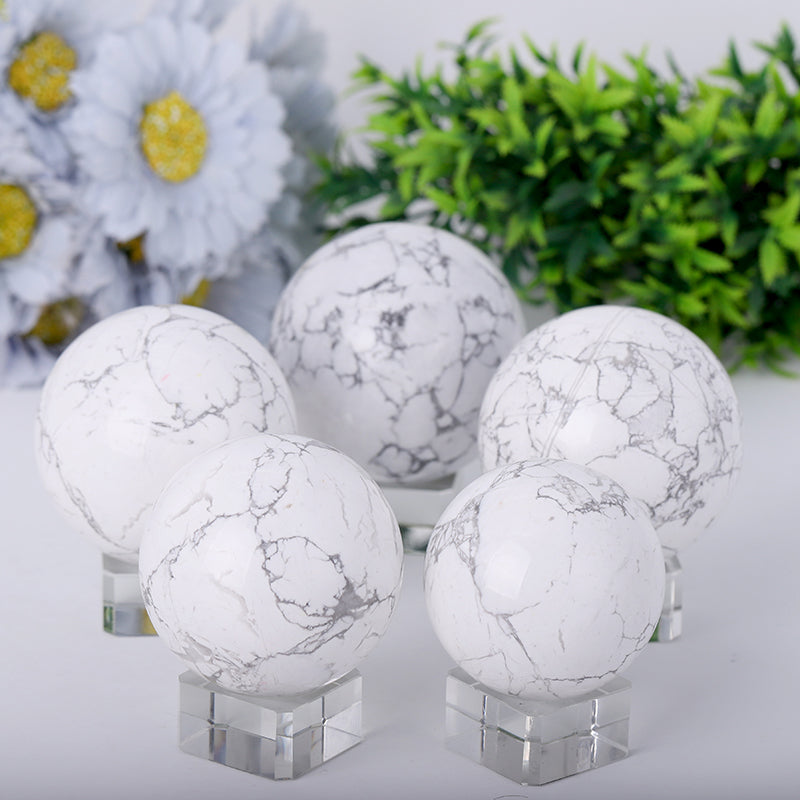 2.5-3.0 inch Howlite Crystal Sphere for Healing & Balance