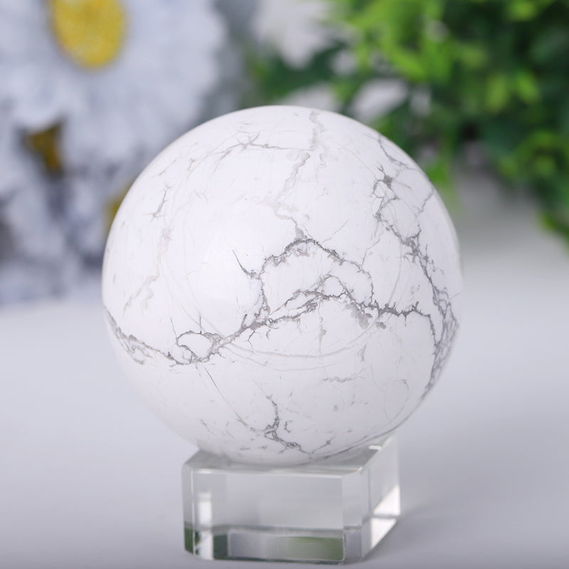 2.5-3.0 inch Howlite Crystal Sphere for Healing & Balance