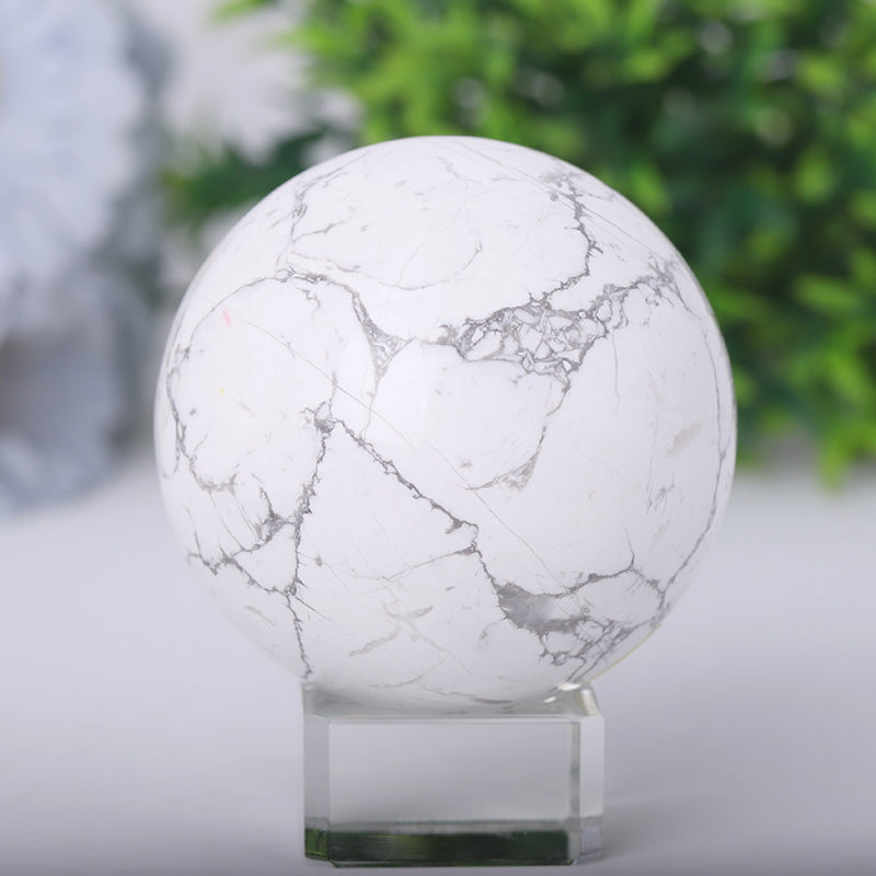 2.5-3.0 inch Howlite Crystal Sphere for Healing & Balance