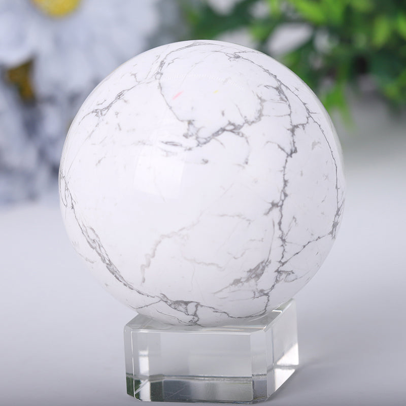 2.5-3.0 inch Howlite Crystal Sphere for Healing & Balance