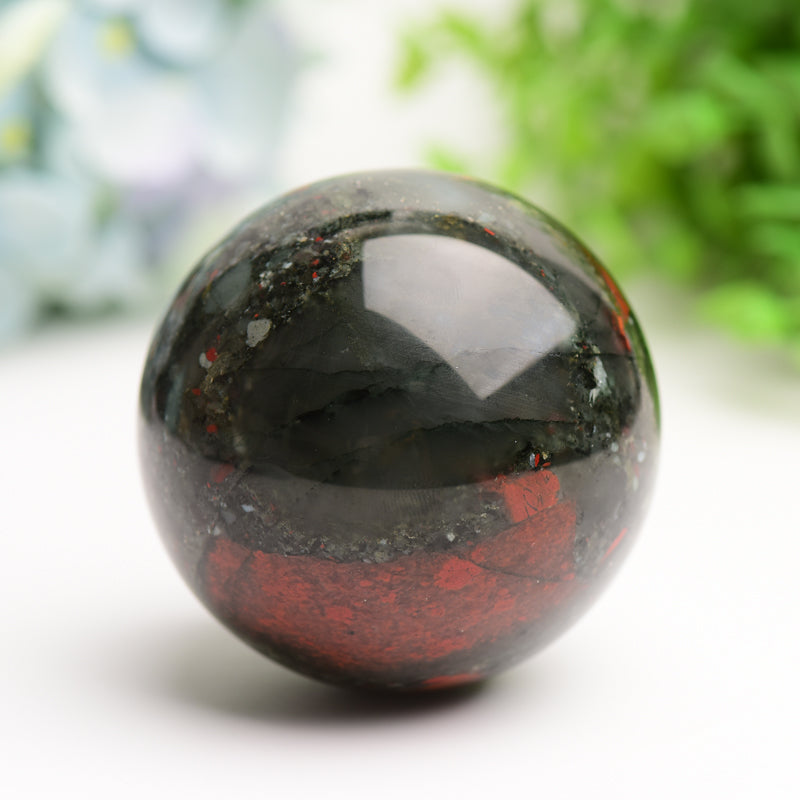 2.5-3.0 Inch Polished Africa Blood Stone Crystal Sphere