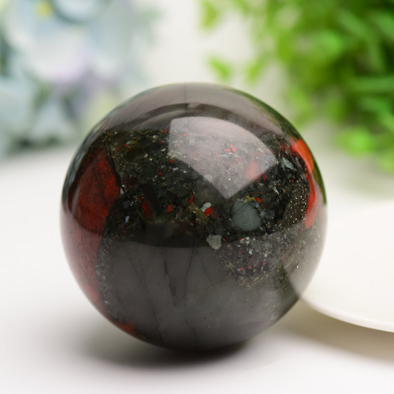 2.5-3.0 Inch Polished Africa Blood Stone Crystal Sphere