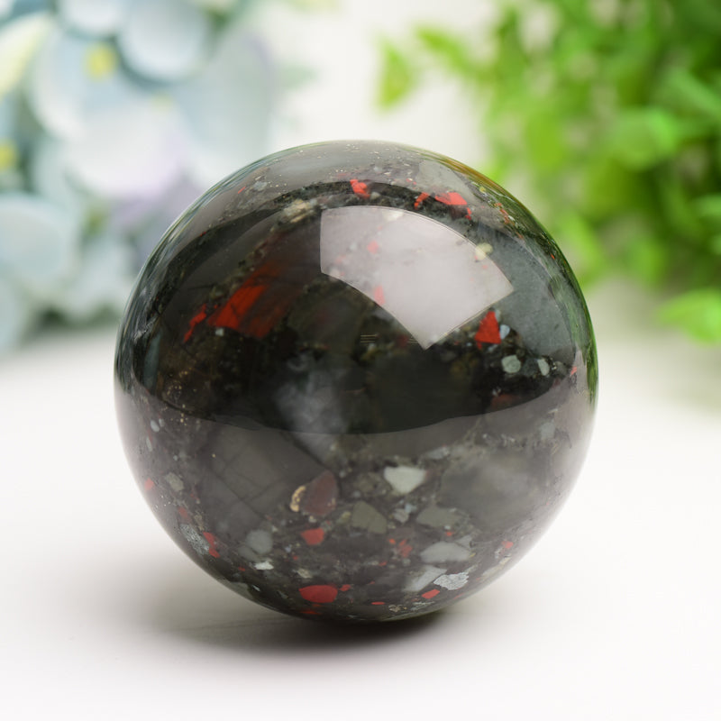 2.5-3.0 Inch Polished Africa Blood Stone Crystal Sphere