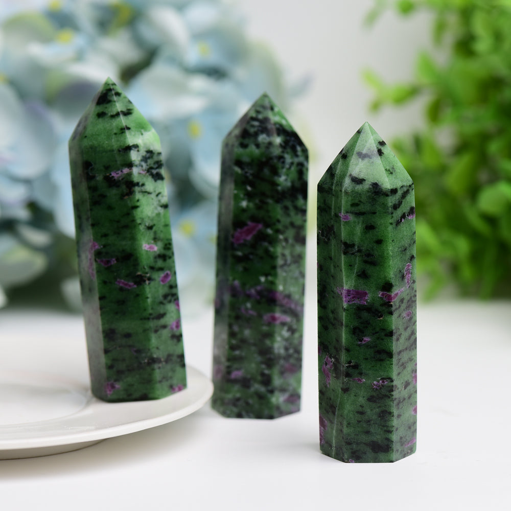 2.5-4.0 inch Ruby in Zoisite Crystal Point for Healing