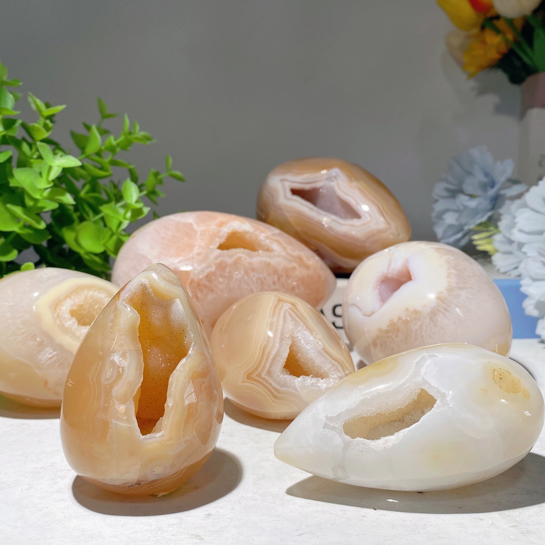2.5-4.2 inch Druzy Agate Crystal Egg Carvings