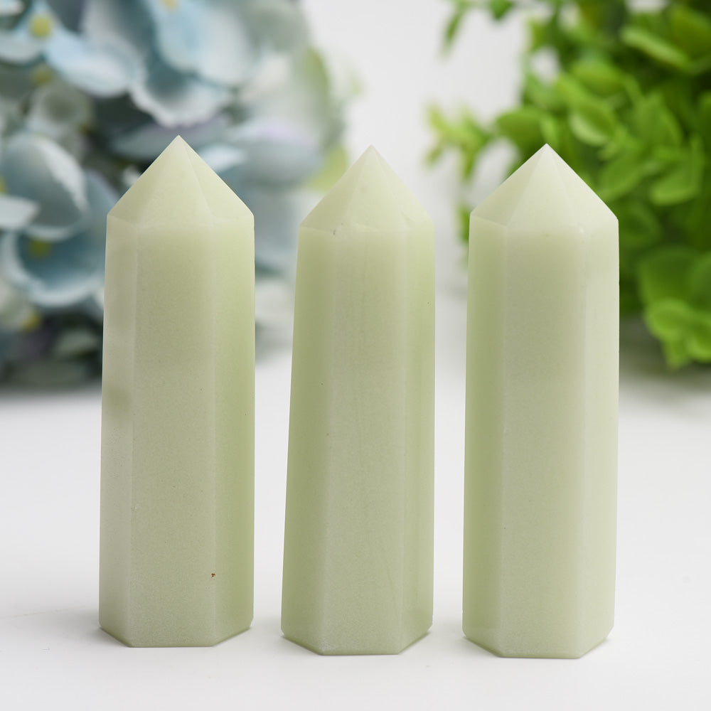 2.5-4.5 inch Luminous Green Crystal Points for Healing