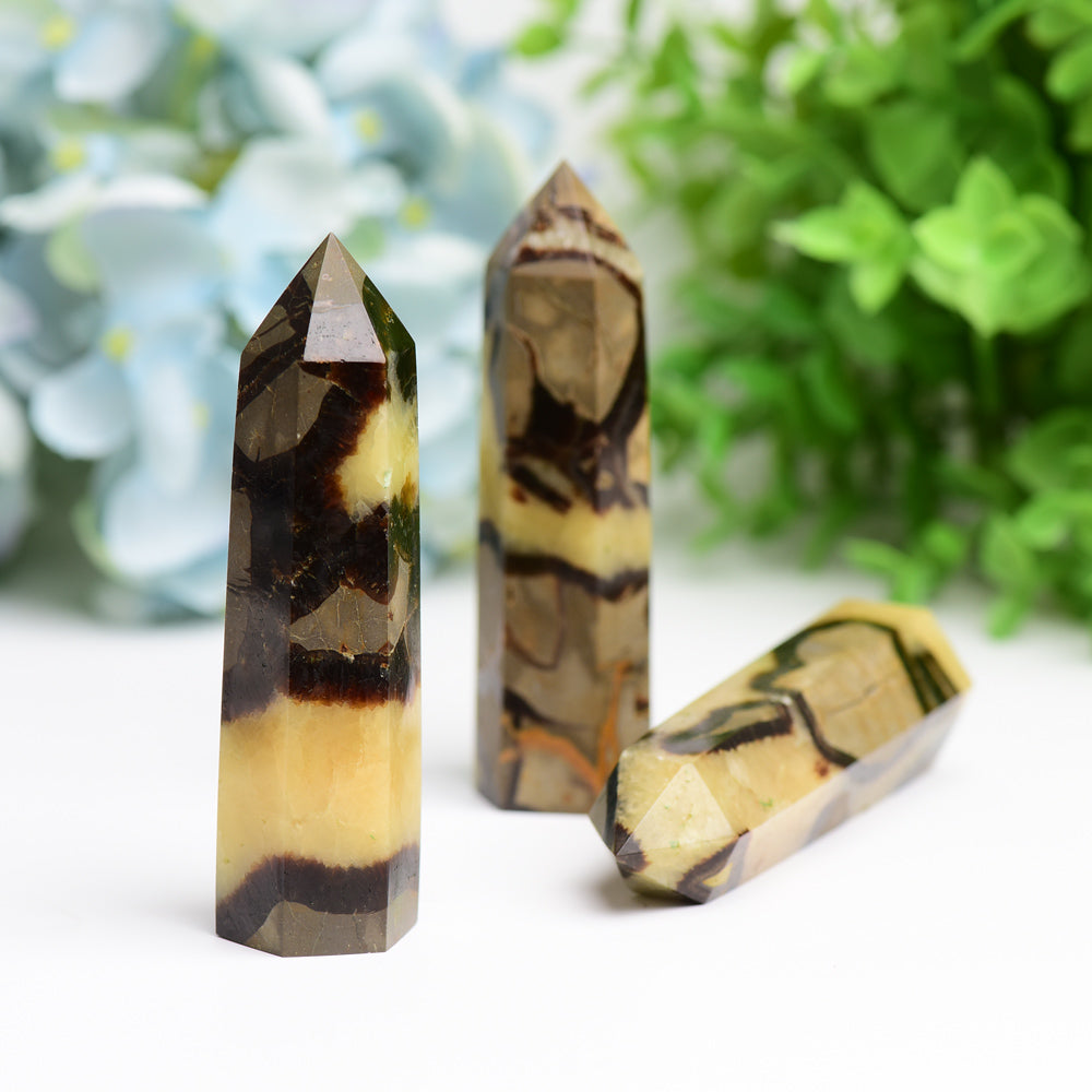 2.5-4.5 Inch Septarium Crystal Point Set for Healing