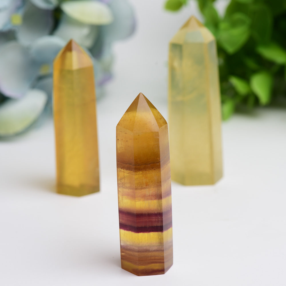 2.5-4.5 inch Yellow Fluorite Crystal Points for Healing