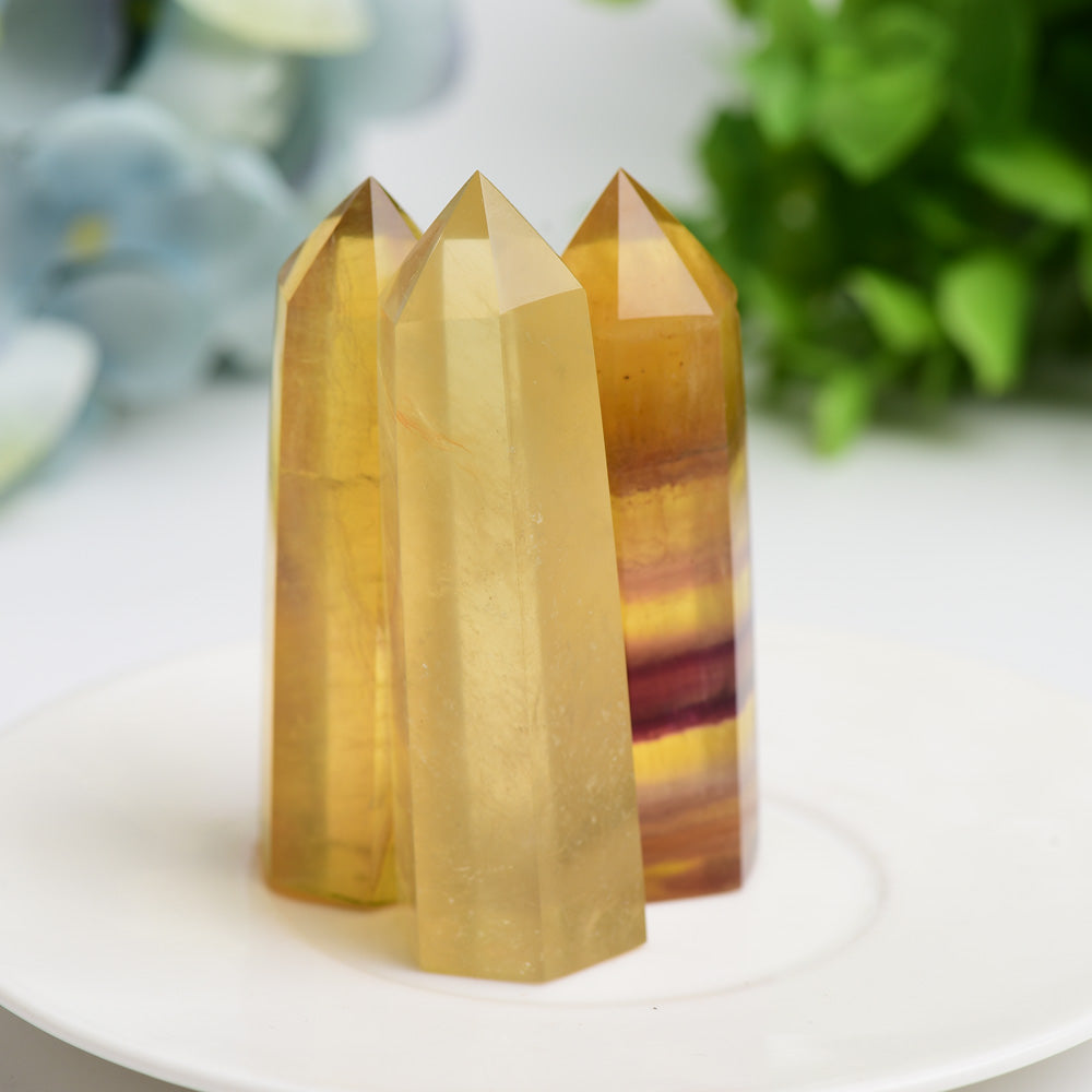 2.5-4.5 inch Yellow Fluorite Crystal Points for Healing