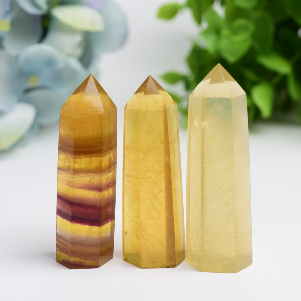 2.5-4.5 inch Yellow Fluorite Crystal Points for Healing