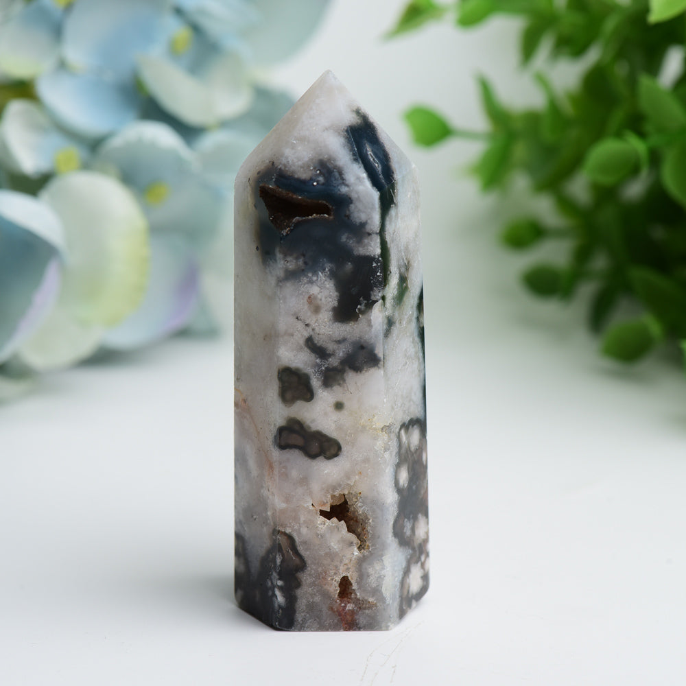 2.5-4 inch Black Flower Agate Crystal Points for Healing