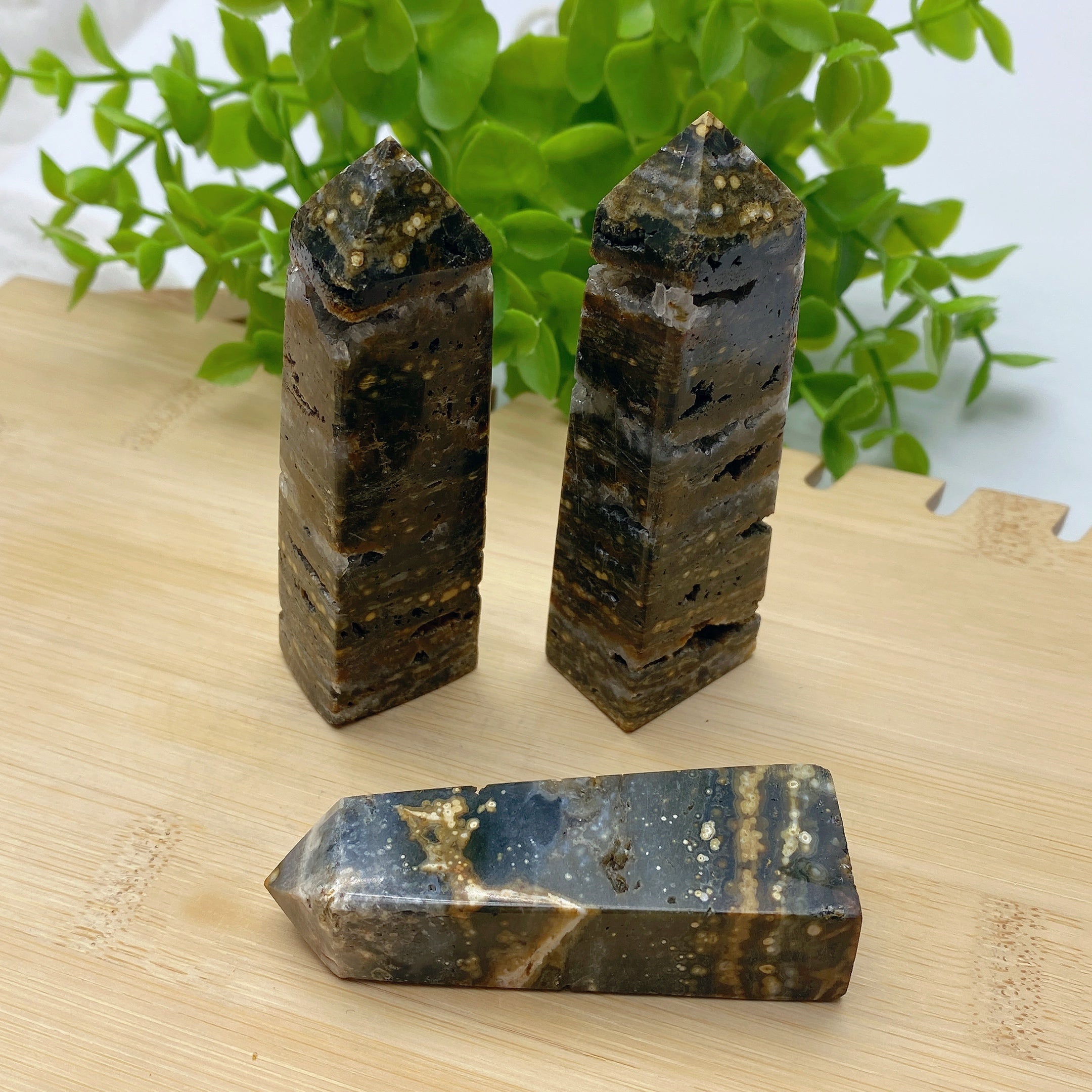 2.5-4 Inch Ocean Jasper Crystal Points for Healing Energy