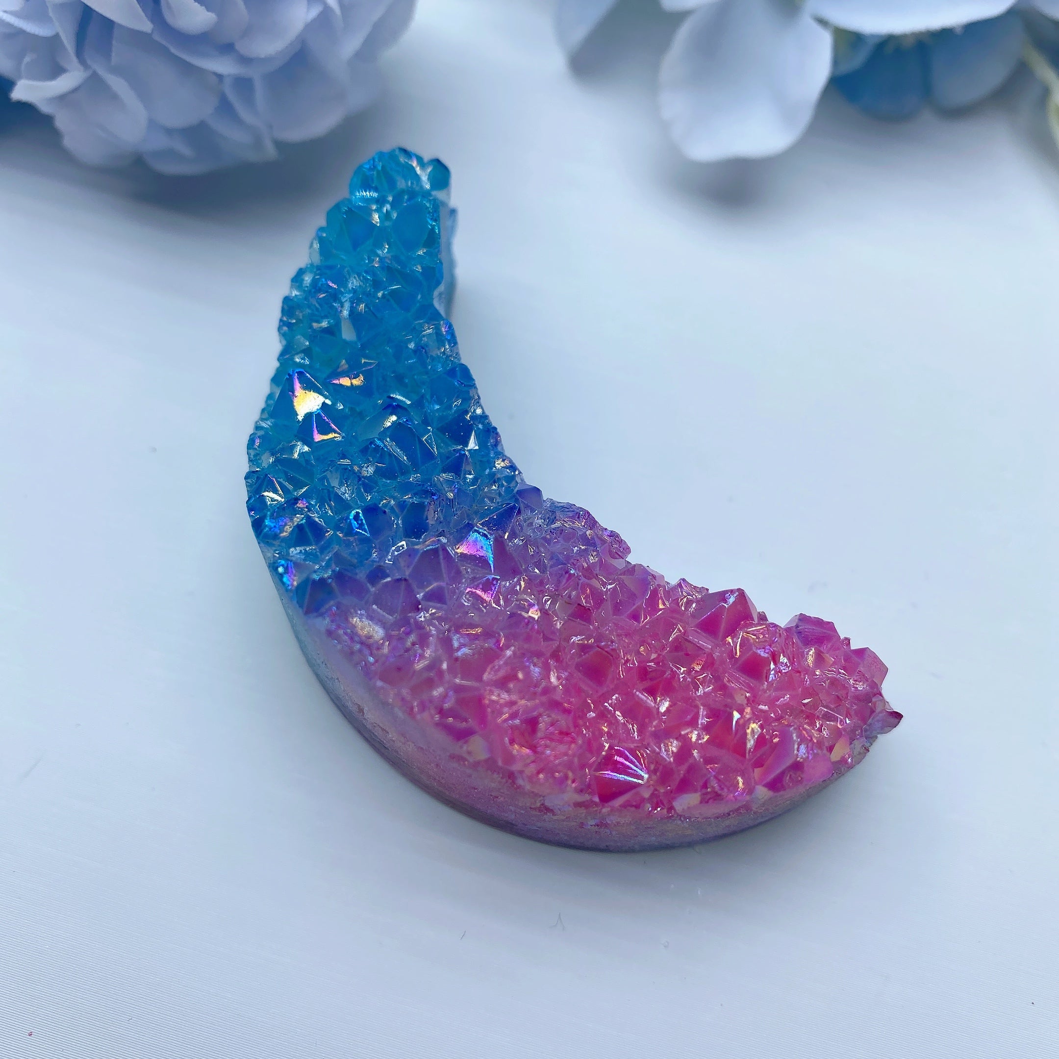 2.5" Aura Moon Crystal Cluster for Healing & Energy