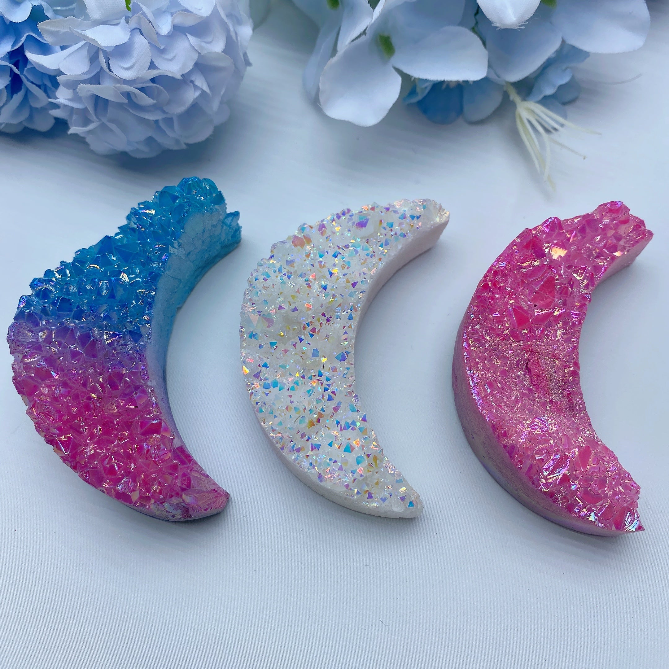 2.5" Aura Moon Crystal Cluster for Healing & Energy