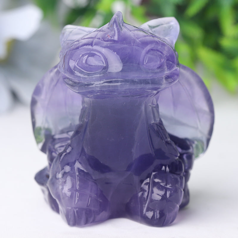 2.5" Fluorite Crystal Dragon Carving Figurine for Spiritual Healing