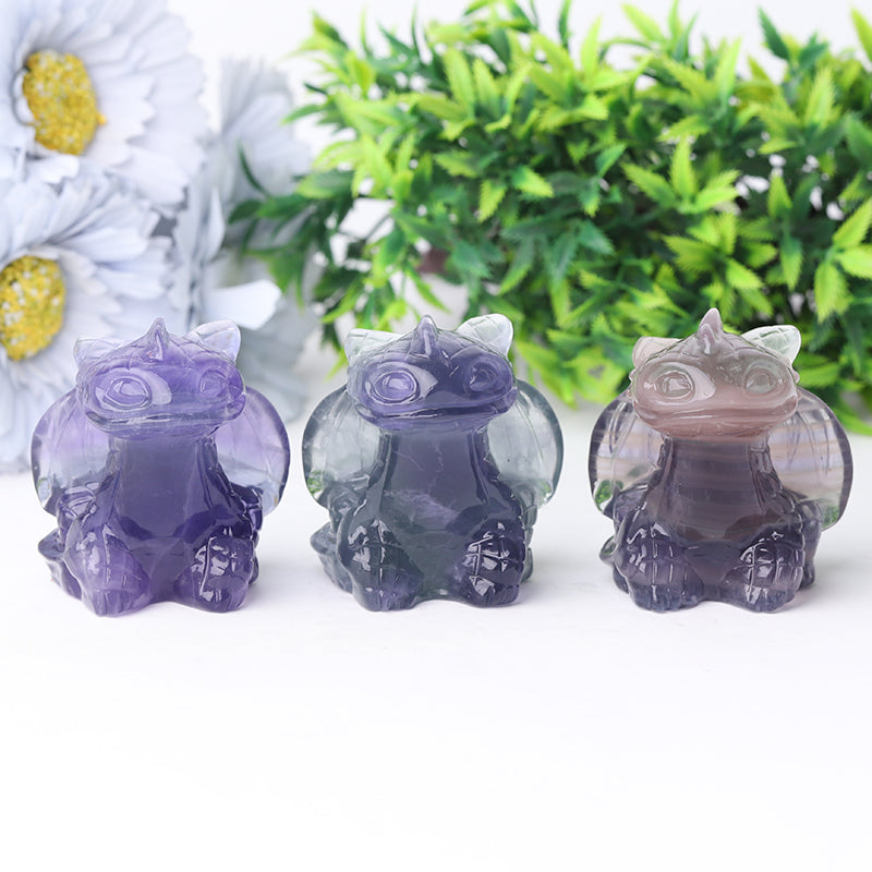 2.5" Fluorite Crystal Dragon Carving Figurine for Spiritual Healing