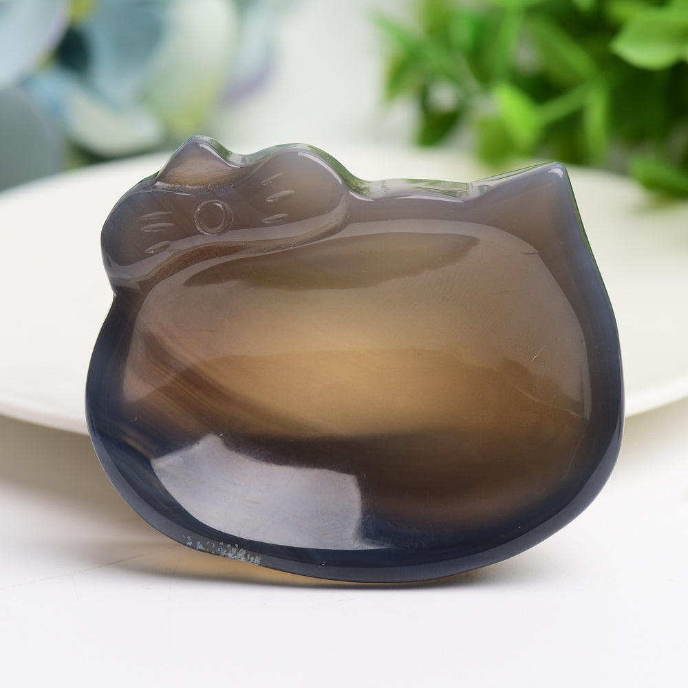 2.5 Inch Agate Hello Kitty Crystal Cat Figurine