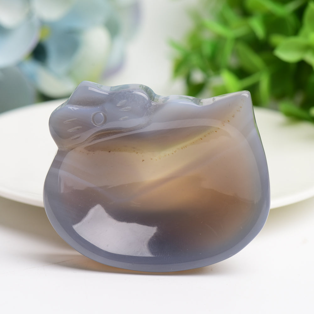 2.5 Inch Agate Hello Kitty Crystal Cat Figurine