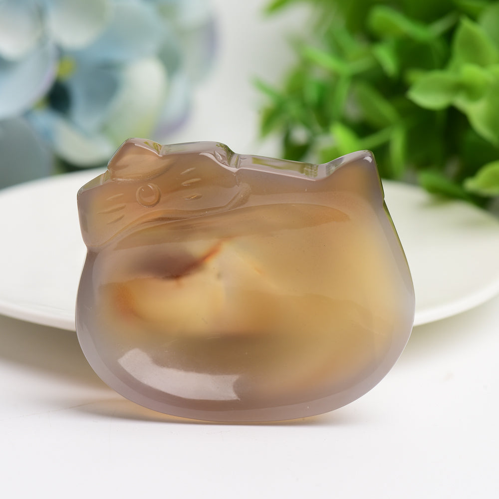 2.5 Inch Agate Hello Kitty Crystal Cat Figurine